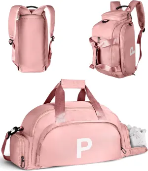 Cool Gifts Girls, Initial Gym Bags with Shoe Compartment, Personalized Girl Duffel Bag, Monogram Kid Overnight Bags, Teen Weekend Bag-Cute Trendy Stylish Stuff for Kids (Letter P)