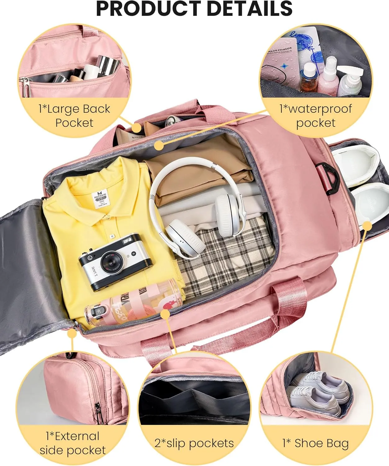 Cool Gifts Girls, Initial Gym Bags with Shoe Compartment, Personalized Girl Duffel Bag, Monogram Kid Overnight Bags, Teen Weekend Bag-Cute Trendy Stylish Stuff for Kids (Letter P)
