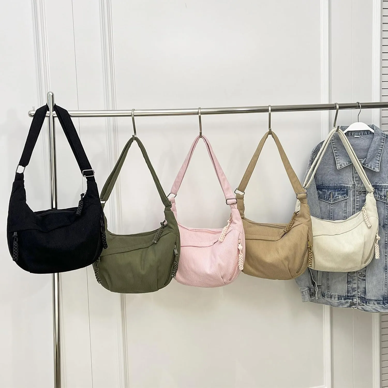 Corduroy Tote Bag for Women,Hobo Crossbody Bags for Women Unisex Shoulder Bag Cross Body Purses and Handbags