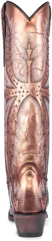 CORRAL LADIE'S METALLIC ROSE GOLADIE'S EMBROIDERY & STUDS TALL TOP, CORRAL LARGE 52.0 X 32.0 X 11.5 SOLE,COWHIDE LEATHER, WESTERN BOOT, C4070