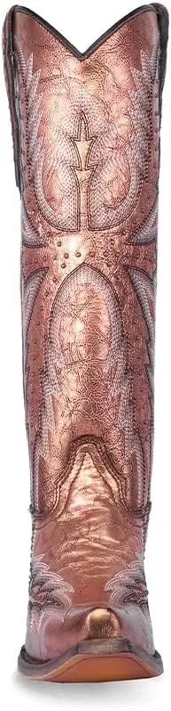 CORRAL LADIE'S METALLIC ROSE GOLADIE'S EMBROIDERY & STUDS TALL TOP, CORRAL LARGE 52.0 X 32.0 X 11.5 SOLE,COWHIDE LEATHER, WESTERN BOOT, C4070