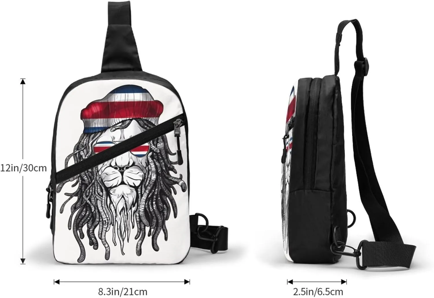 Costa Rica Flag Lion Packable Crossbody Bag Portable Sling Bags Foldable Travel Daypack Reusable Sports Shoulder Backpack Diagonally Chest Bag for Workout