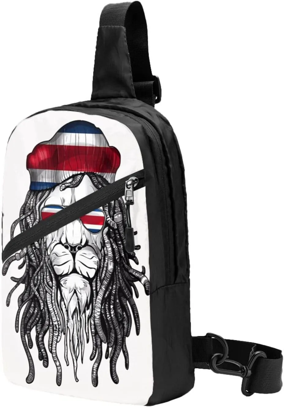 Costa Rica Flag Lion Packable Crossbody Bag Portable Sling Bags Foldable Travel Daypack Reusable Sports Shoulder Backpack Diagonally Chest Bag for Workout