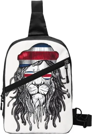 Costa Rica Flag Lion Packable Crossbody Bag Portable Sling Bags Foldable Travel Daypack Reusable Sports Shoulder Backpack Diagonally Chest Bag for Workout