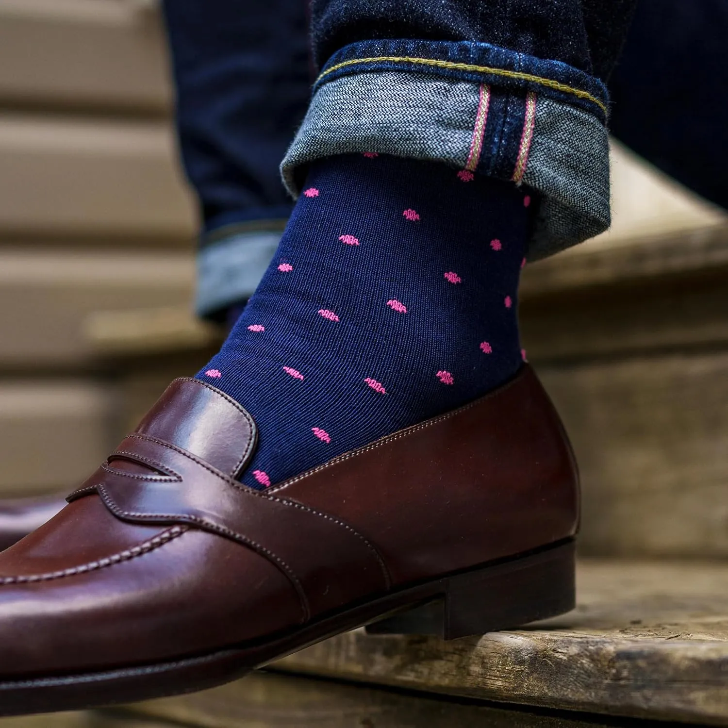 Cotton Patterned Over the Calf Dress Socks, Knee High Men’s Dress Socks, Made in USA by Boardroom Socks