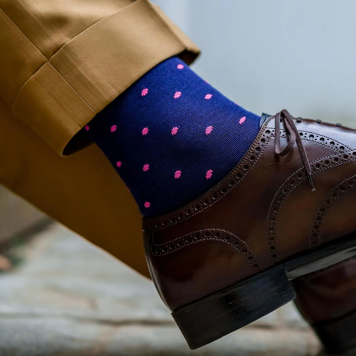 Cotton Patterned Over the Calf Dress Socks, Knee High Men’s Dress Socks, Made in USA by Boardroom Socks