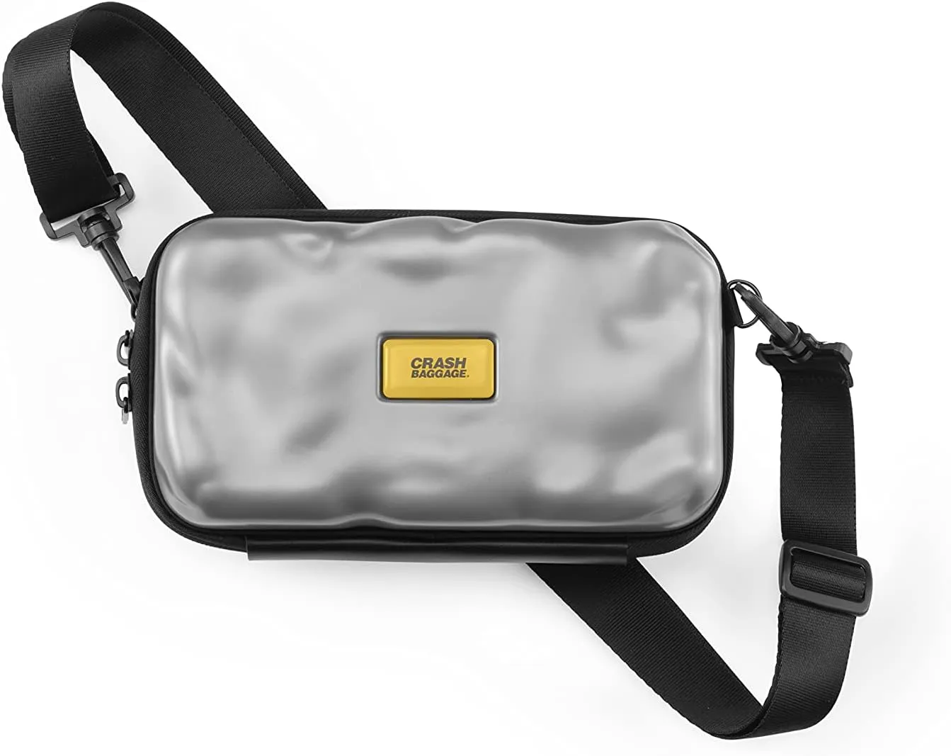 CRASH BAGGAGE Mini Icon Bag - Hardshell Travel Crossbody, Clutch & Sling Bag with Removable Shoulder Strap, Polycarbonate Case, Secure Interior Pocket - Silver