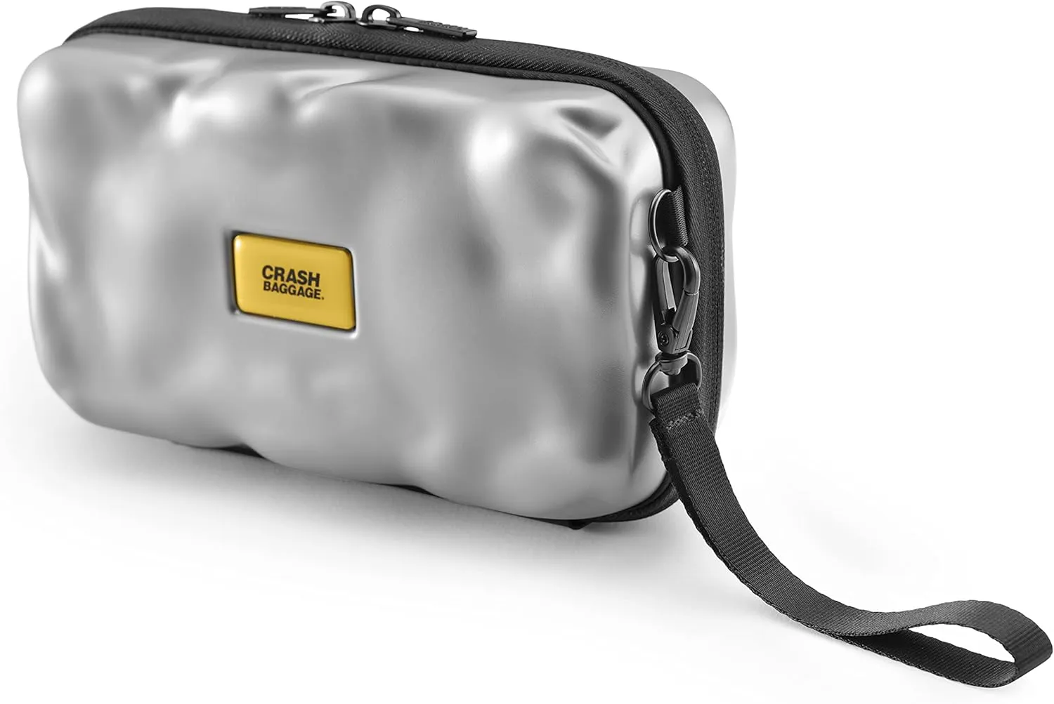 CRASH BAGGAGE Mini Icon Bag - Hardshell Travel Crossbody, Clutch & Sling Bag with Removable Shoulder Strap, Polycarbonate Case, Secure Interior Pocket - Silver