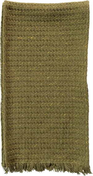 Creative Co-Op Woven Cotton Table Runner with Metallic Gold Thread and Fringe, Green