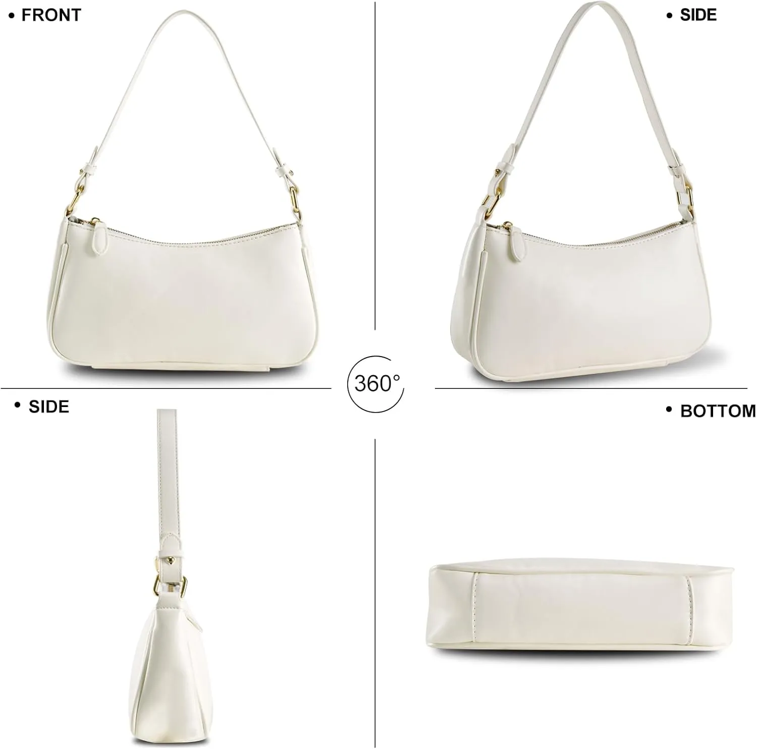 Crescent Shoulder Bag for Women Trendy Tote Handbag Purse Vegan Leather Clutch Handbag with 2 Removable Straps