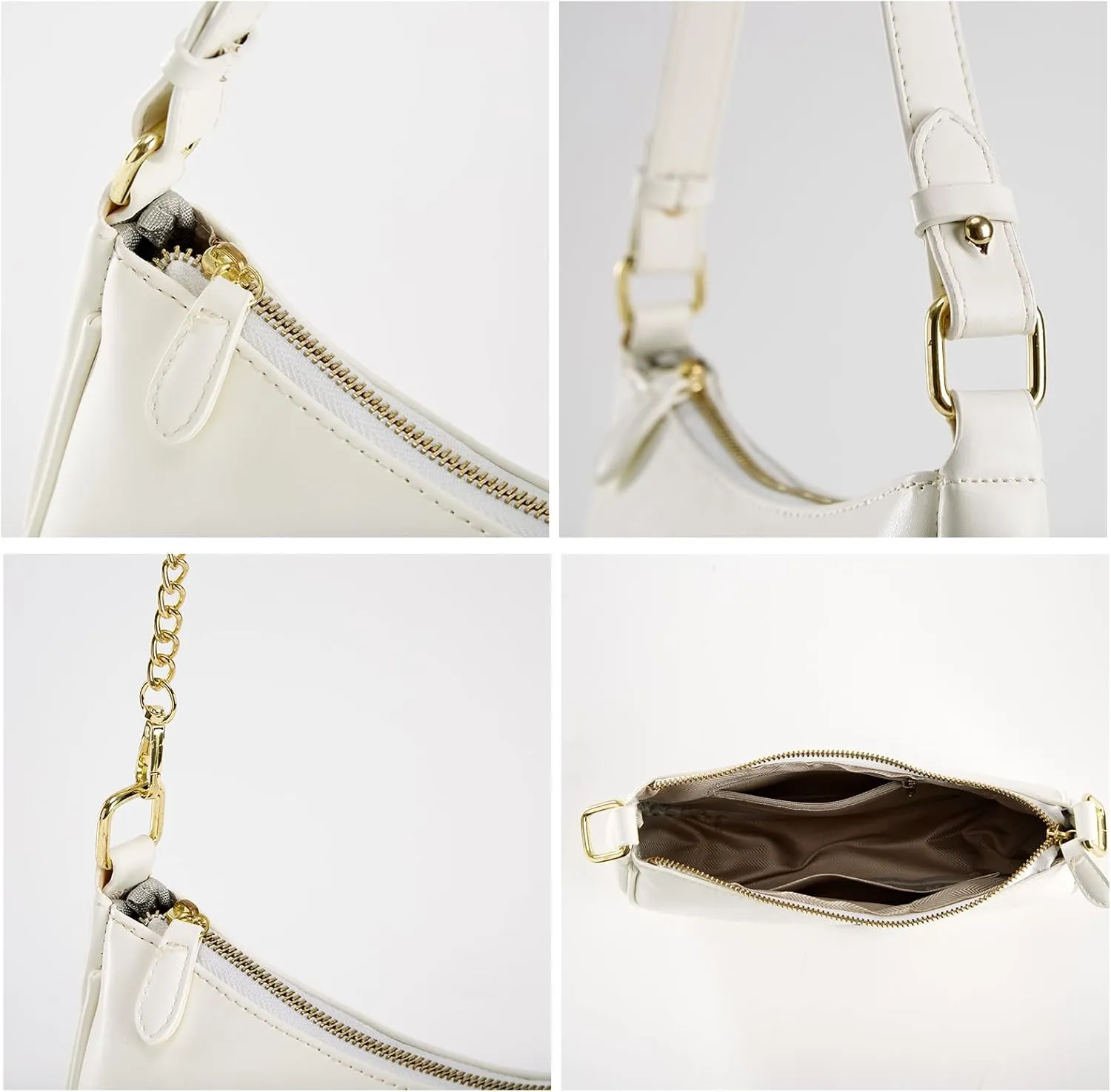 Crescent Shoulder Bag for Women Trendy Tote Handbag Purse Vegan Leather Clutch Handbag with 2 Removable Straps