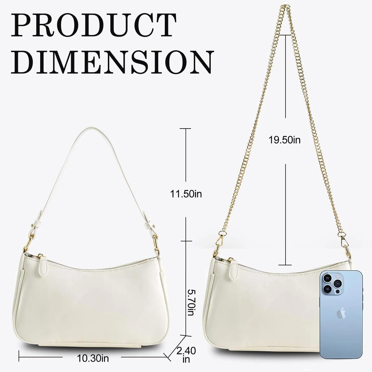 Crescent Shoulder Bag for Women Trendy Tote Handbag Purse Vegan Leather Clutch Handbag with 2 Removable Straps