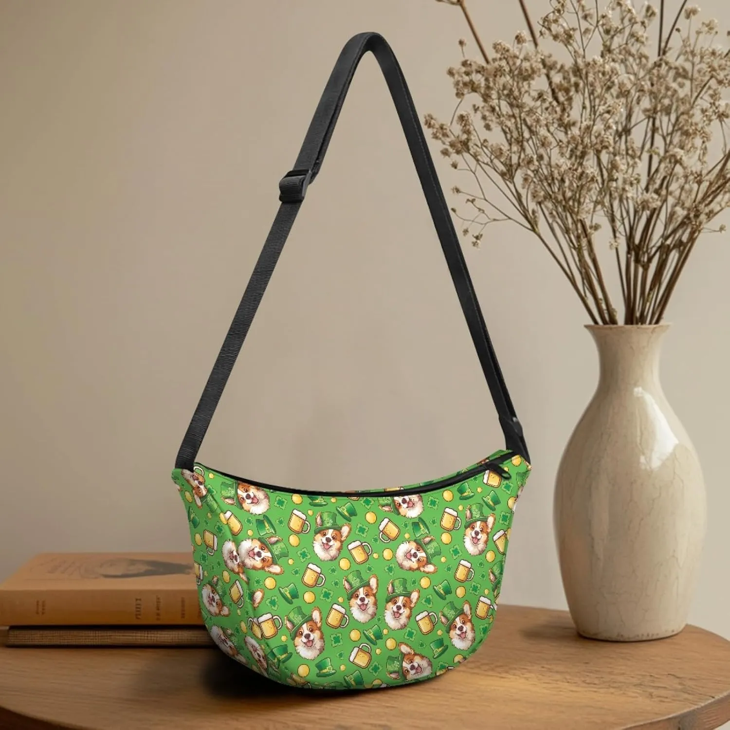 Crescent Shoulder Bags with Inside Pockets for Ladies Men Daily Use