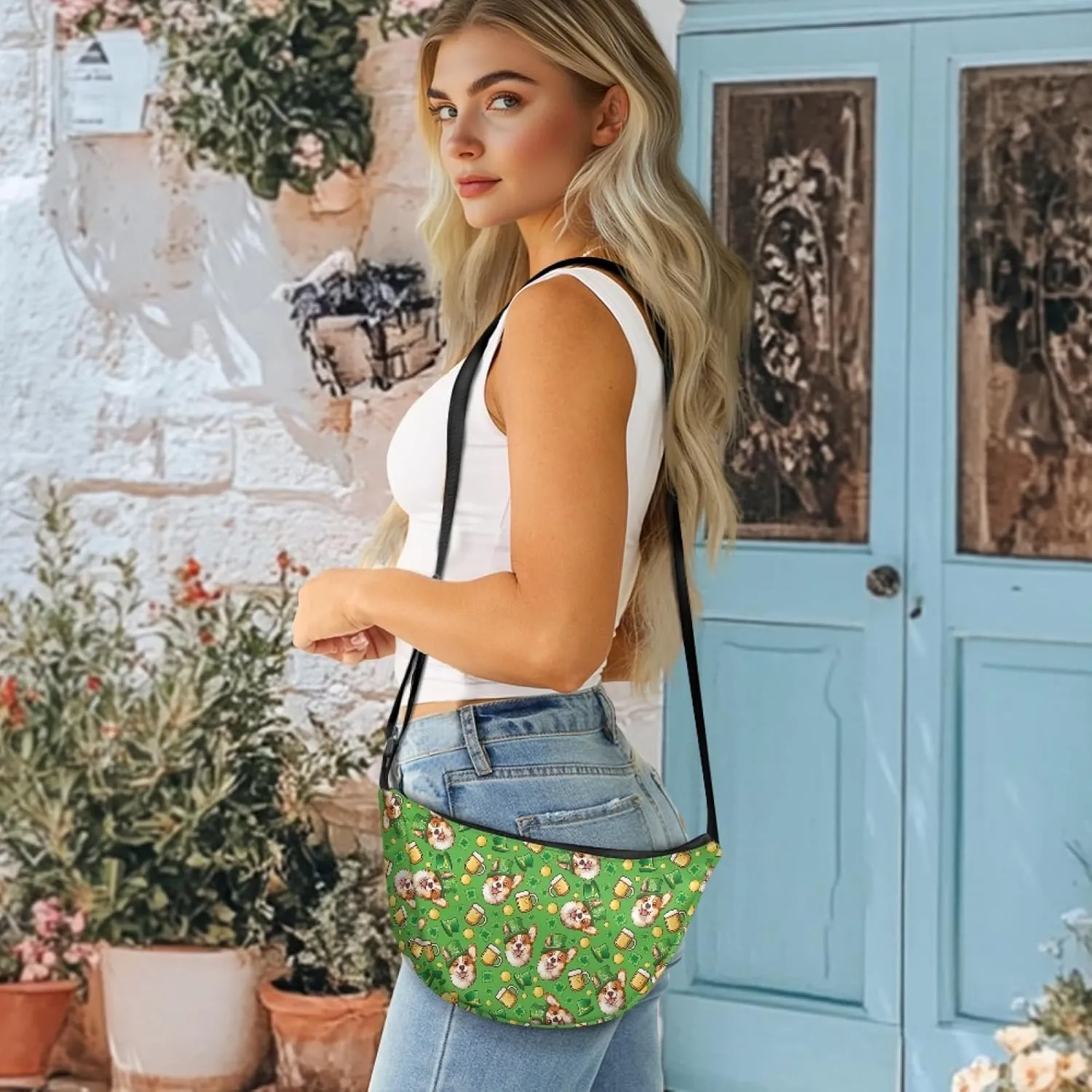 Crescent Shoulder Bags with Inside Pockets for Ladies Men Daily Use