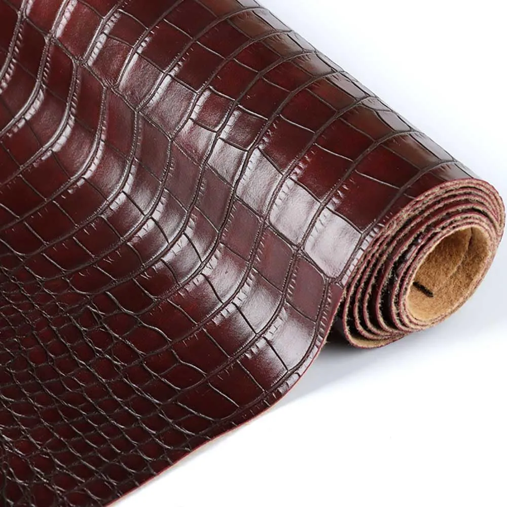Crocodile Patterned Leather Soft Waterproof Synthetic Fabric Material,Vinyl Faux Leather Sheets,Durable,Replacement Renovate for Car,Furniture, Sofa (Yellow,19x50 inch)