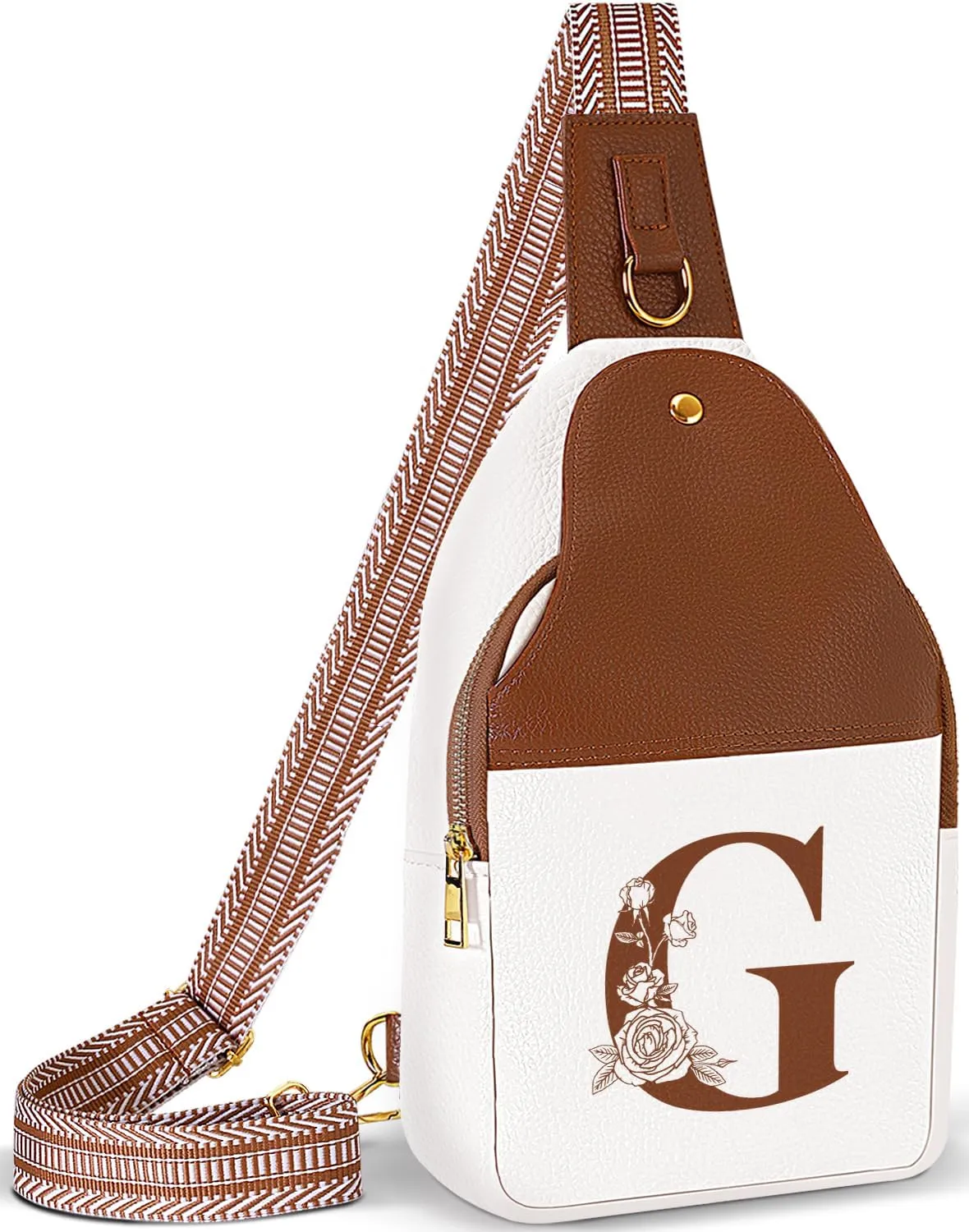 Crossbody Bag for Women Leather Sling Bags with Initial Letter Fanny Pack Chest Bag for Travel, Gift for Mom Wife