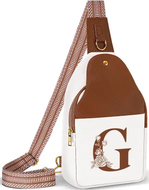 Crossbody Bag for Women Leather Sling Bags with Initial Letter Fanny Pack Chest Bag for Travel, Gift for Mom Wife
