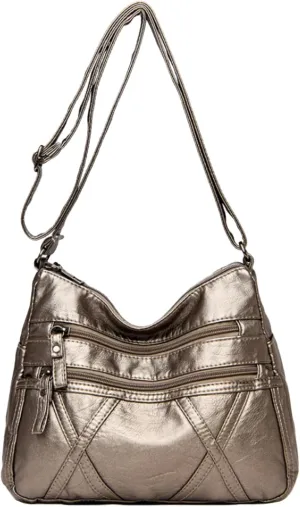 Crossbody Bag for Women Lightweight Shoulder Bags Ladies Soft PU Leather Handbags Multi Pocket Messenger Bags