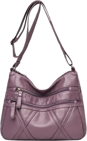 Crossbody Bag for Women Lightweight Shoulder Bags Ladies Soft PU Leather Handbags Multi Pocket Messenger Bags