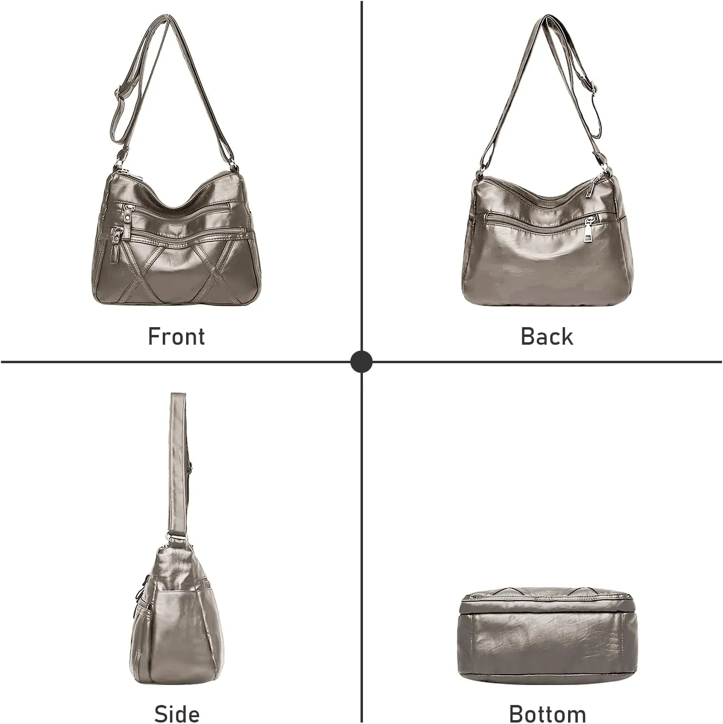 Crossbody Bag for Women Lightweight Shoulder Bags Ladies Soft PU Leather Handbags Multi Pocket Messenger Bags