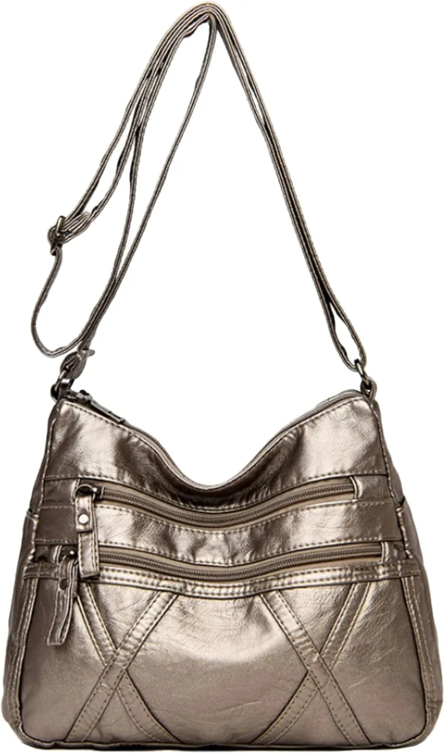 Crossbody Bag for Women Lightweight Shoulder Bags Ladies Soft PU Leather Handbags Multi Pocket Messenger Bags
