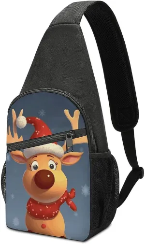 Crossbody Bag for Women Men Sling Bag Christmas Deer Chest Bag Crossbody Adjustable Shoulder Bag