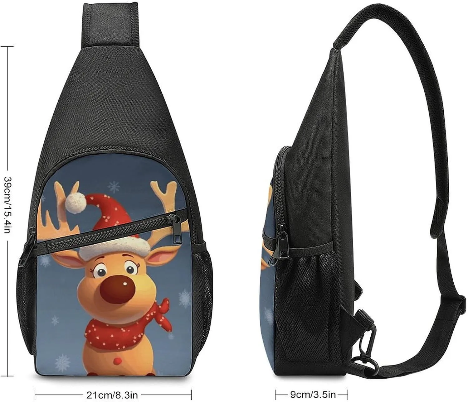 Crossbody Bag for Women Men Sling Bag Christmas Deer Chest Bag Crossbody Adjustable Shoulder Bag