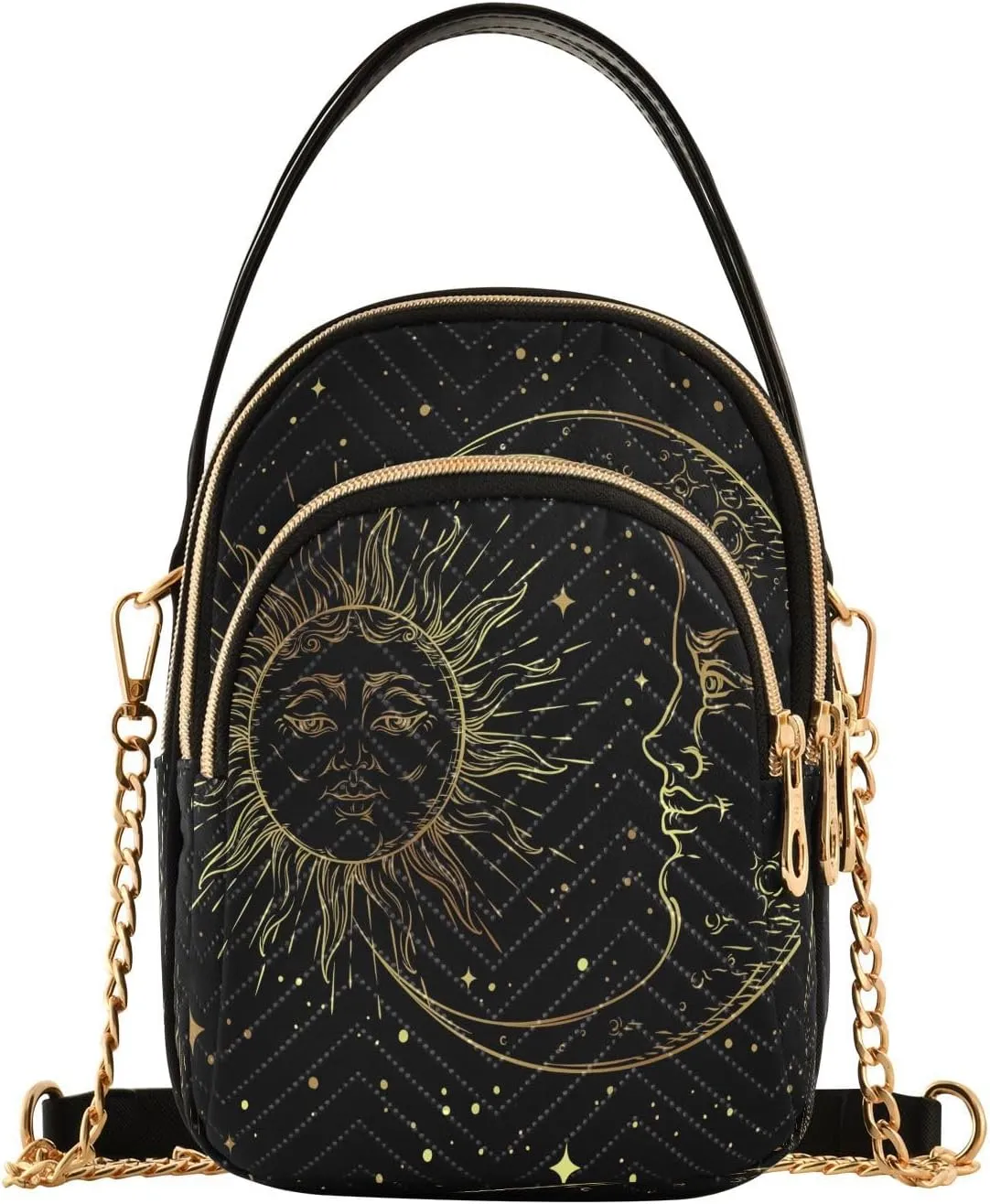 Crossbody Bags Crossbody Purse Chest Bag Golden Sun Moon Stars Boho for Women Trendy