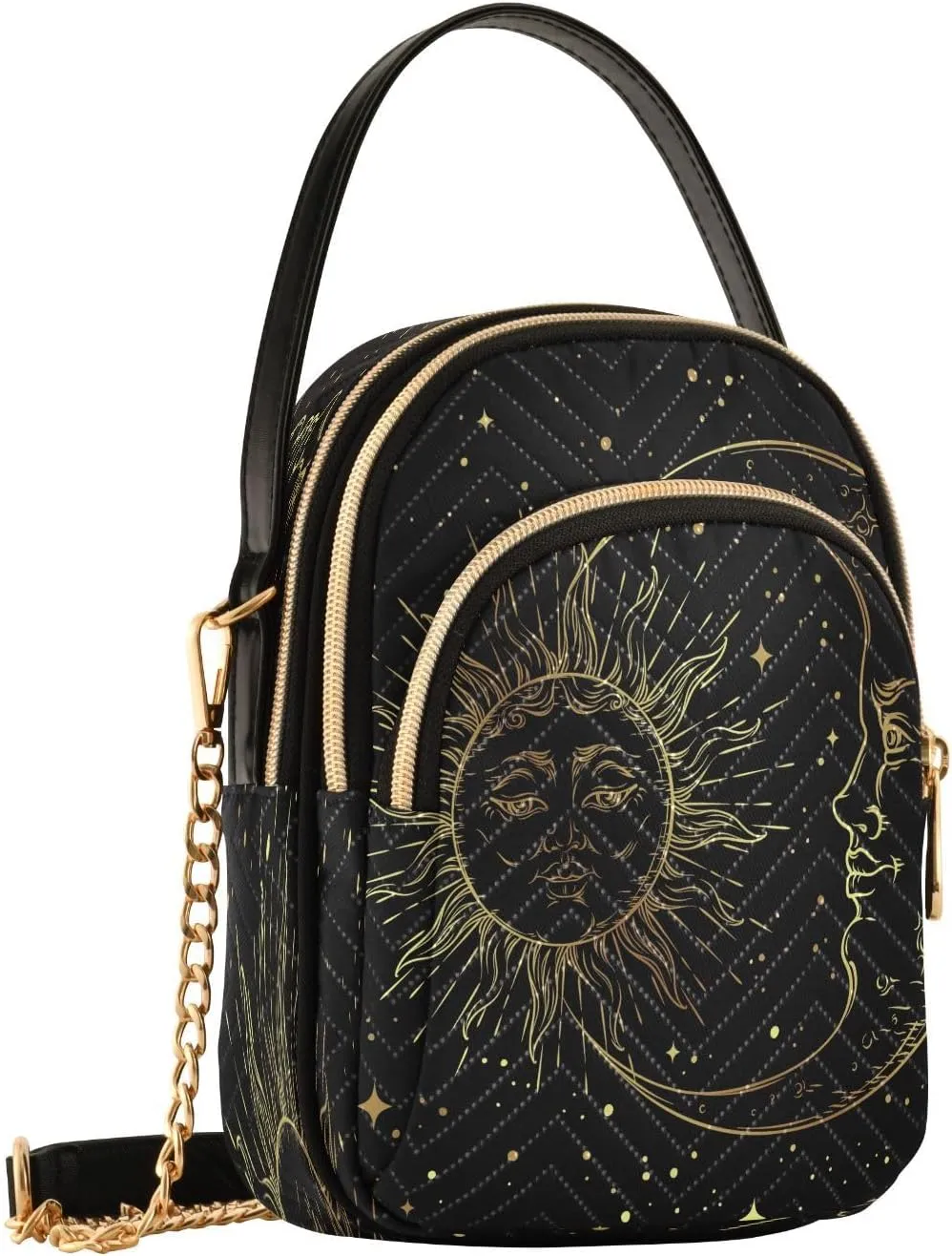 Crossbody Bags Crossbody Purse Chest Bag Golden Sun Moon Stars Boho for Women Trendy