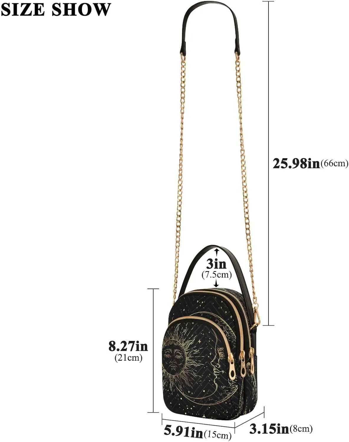 Crossbody Bags Crossbody Purse Chest Bag Golden Sun Moon Stars Boho for Women Trendy