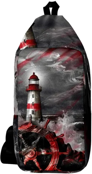 Crossbody Bags for Women,Crossbody Bag Men,Small Sling Bag,Rudder and Lighthouse,Crossbody Purse