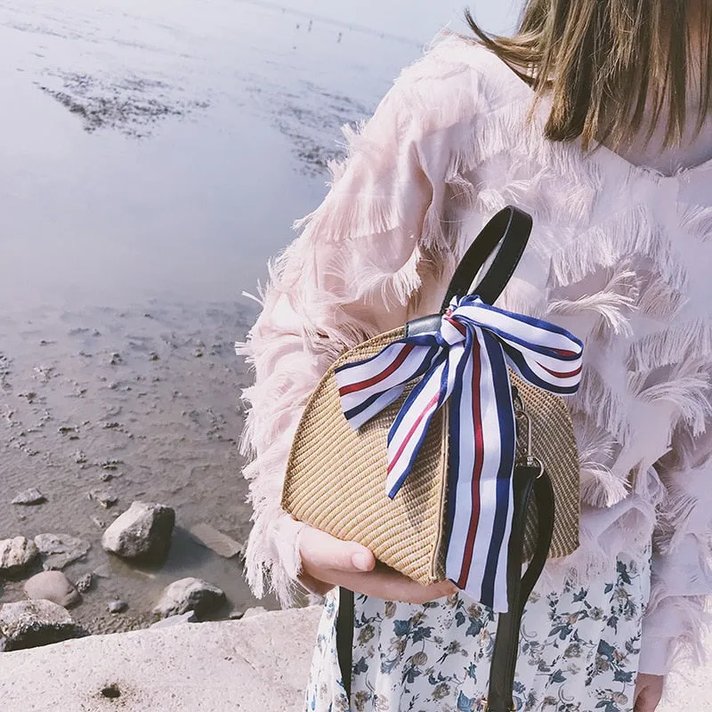 Crossbody Rattan Straw Bag