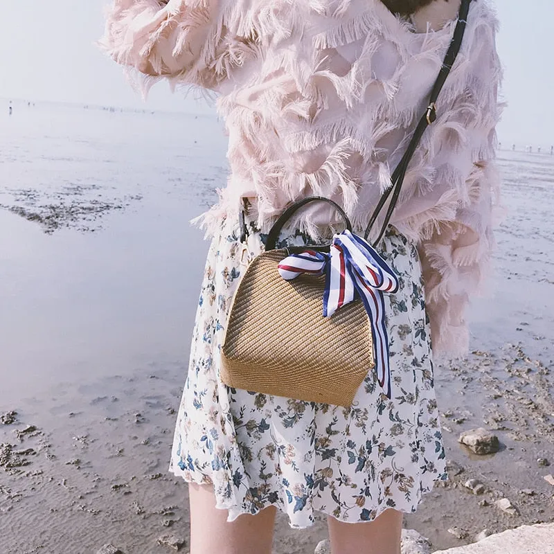 Crossbody Rattan Straw Bag
