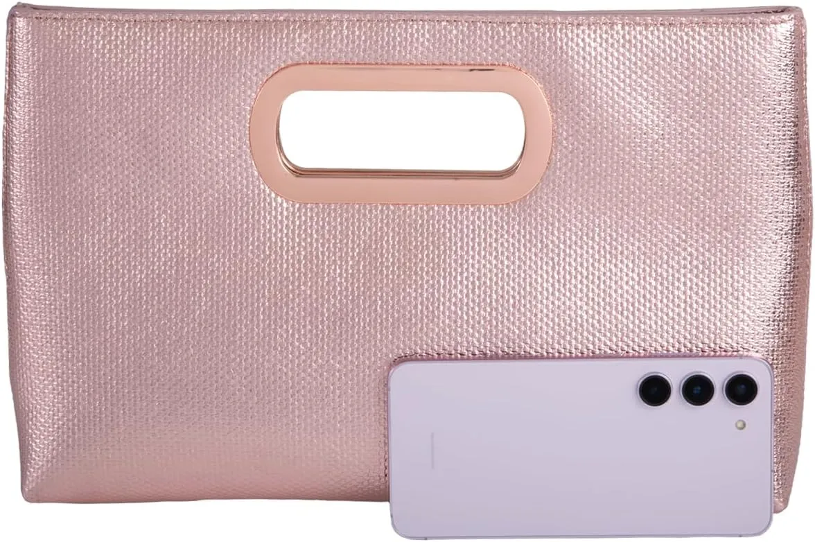 Crushed Metallic Top Handle Clutch