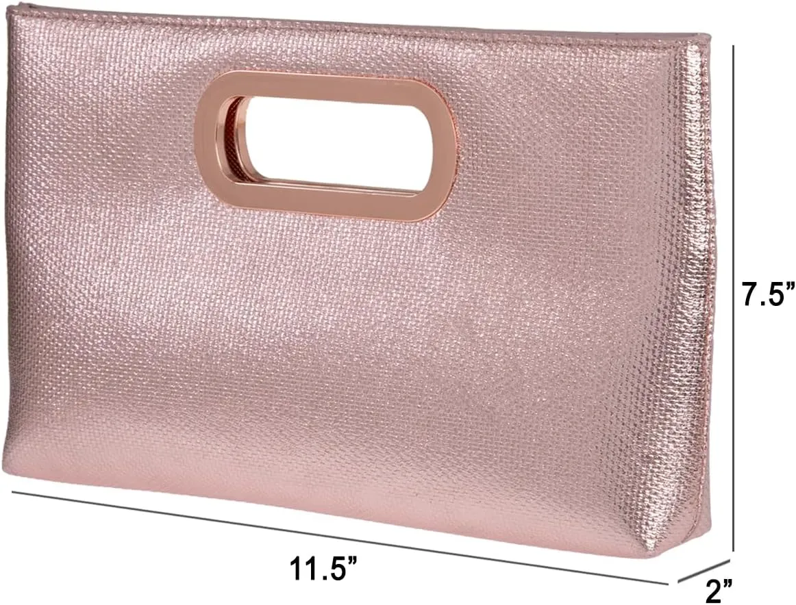 Crushed Metallic Top Handle Clutch