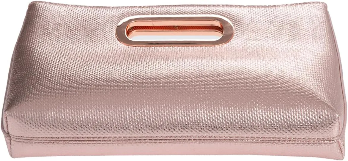 Crushed Metallic Top Handle Clutch