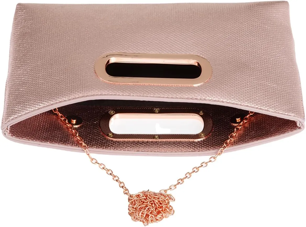 Crushed Metallic Top Handle Clutch