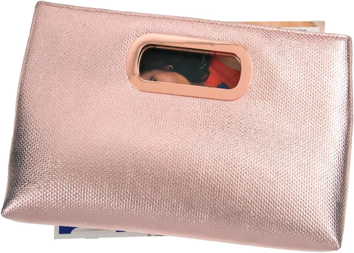 Crushed Metallic Top Handle Clutch