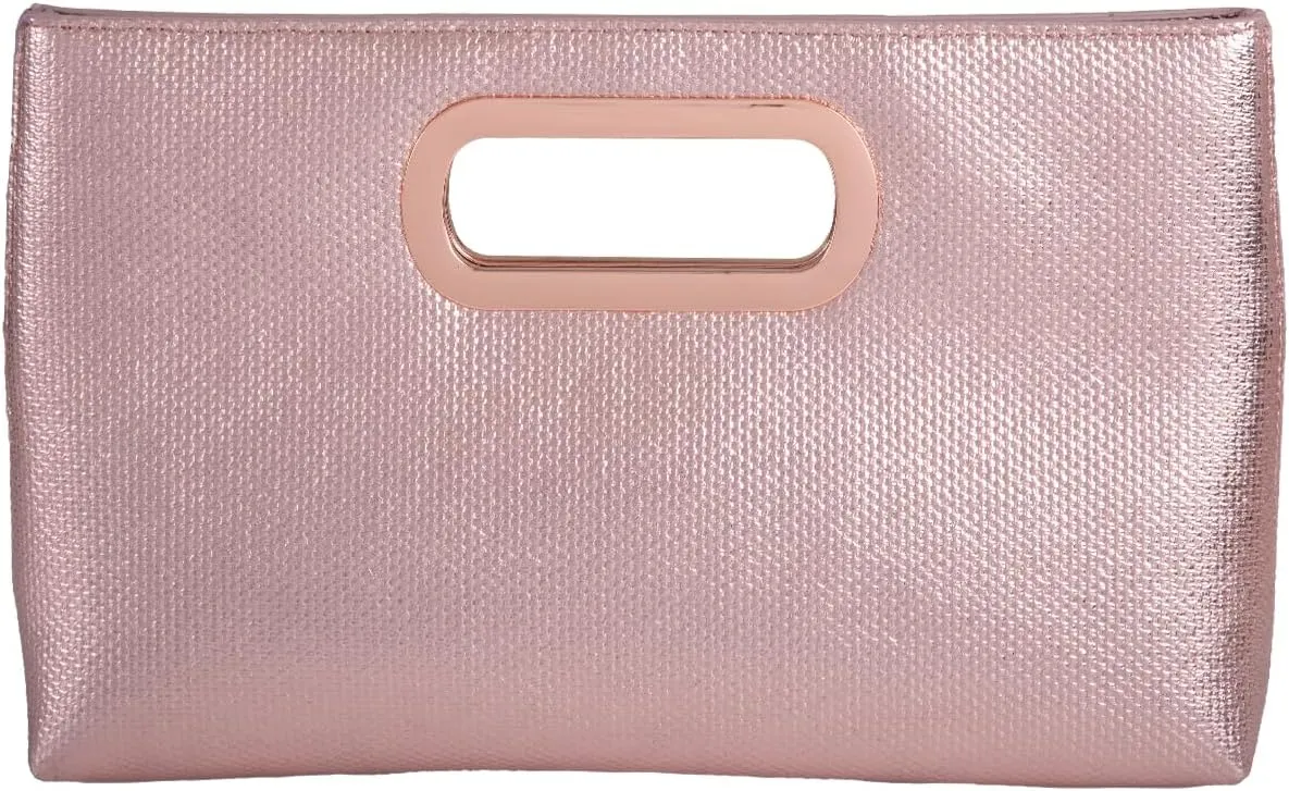 Crushed Metallic Top Handle Clutch