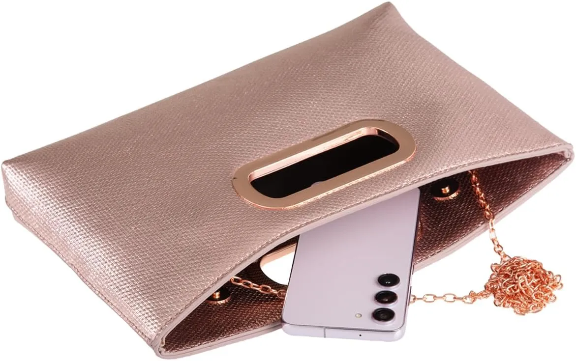 Crushed Metallic Top Handle Clutch
