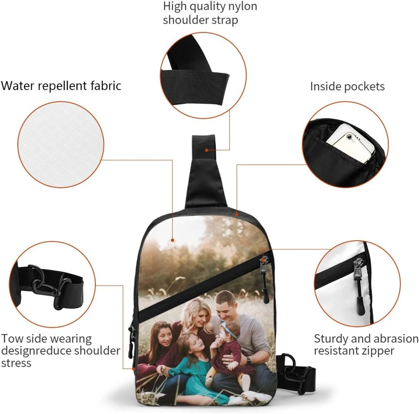Custom Sling Bag Add Your Personalized Photo Text Logo Crossbody Sling Backpack Portable Chest Bag for Men Outdoor Travel (Style2)