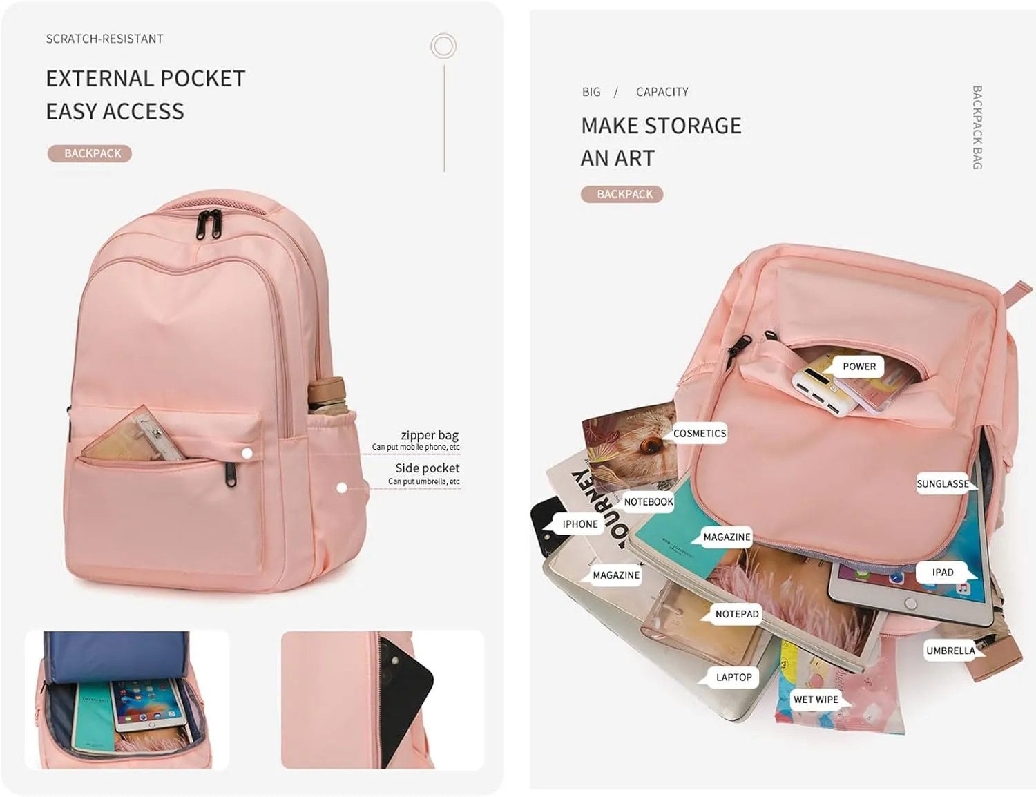 Cute Aesthetic Backpack for School Supplies, College Students, Laptop Bag, Large Capacity, Bookbags, Travel, Lightweight, Casual, Middle School Bag, Purple