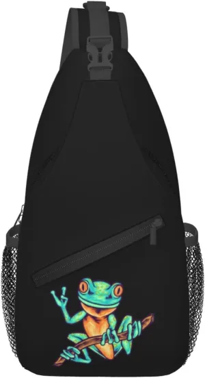 Cute Cartoon Lizard Crossbody Bags For Women Men Chest Backpack Gym Shoulder Bag Travel Outdoor Sports Casual Crossbody Bags