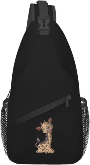 Cute Little Deer With Tongue Out Crossbody Bags For Women Men Chest Backpack Gym Shoulder Bag Travel Outdoor Sports Casual Crossbody Bags