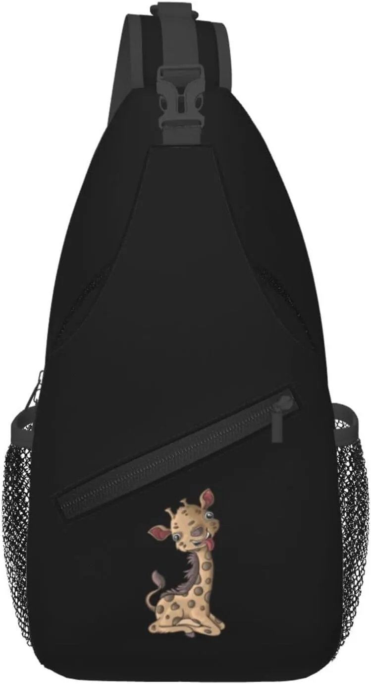 Cute Little Deer With Tongue Out Crossbody Bags For Women Men Chest Backpack Gym Shoulder Bag Travel Outdoor Sports Casual Crossbody Bags