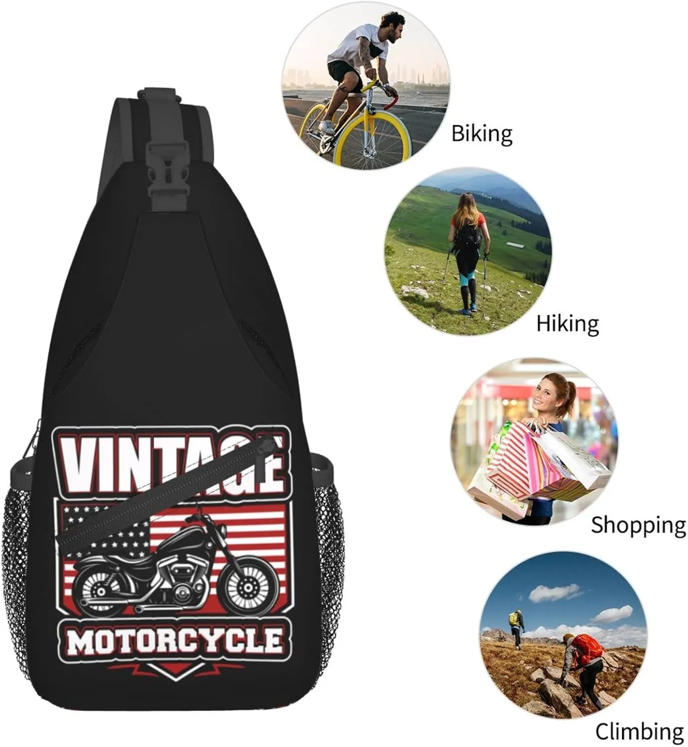 Cute Moto Mom Motocross Mother Racing Dirt Bike Sling Bag Crossbody Bag Casual Chest Bags Travel Shoulder Backpack