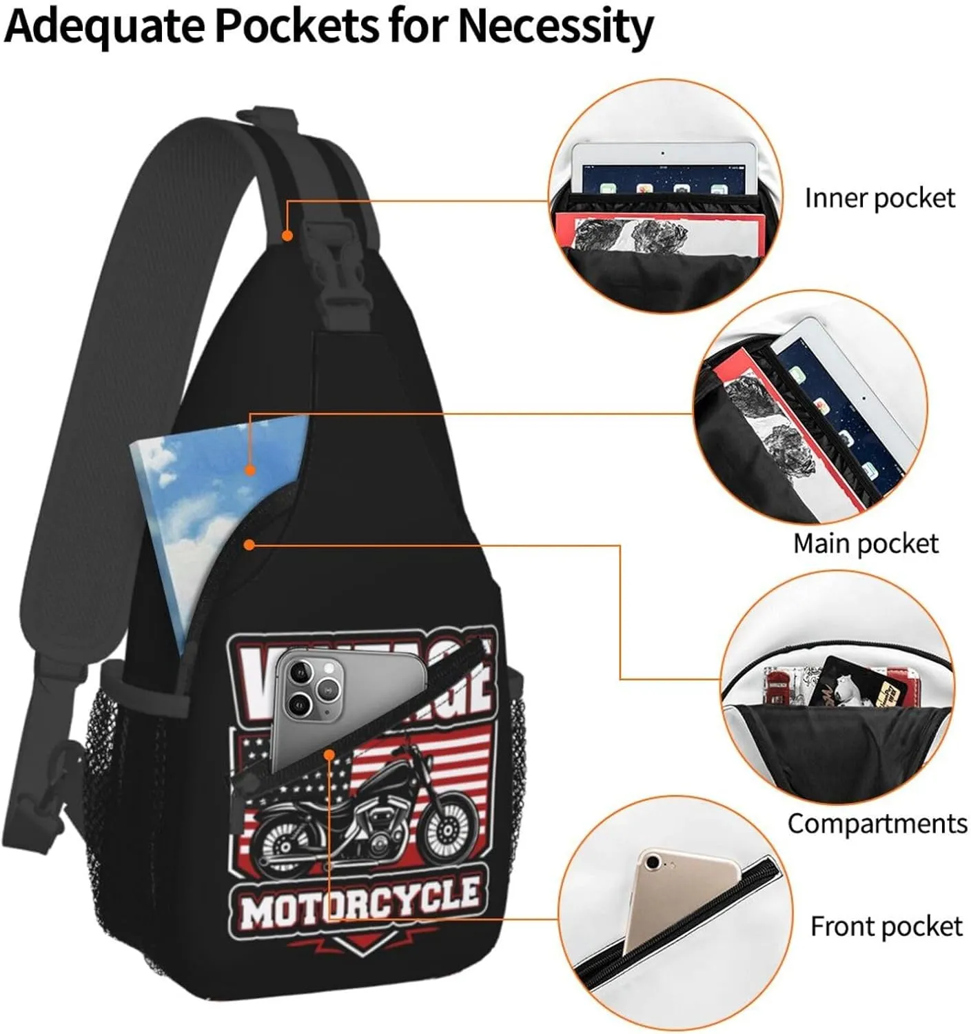 Cute Moto Mom Motocross Mother Racing Dirt Bike Sling Bag Crossbody Bag Casual Chest Bags Travel Shoulder Backpack