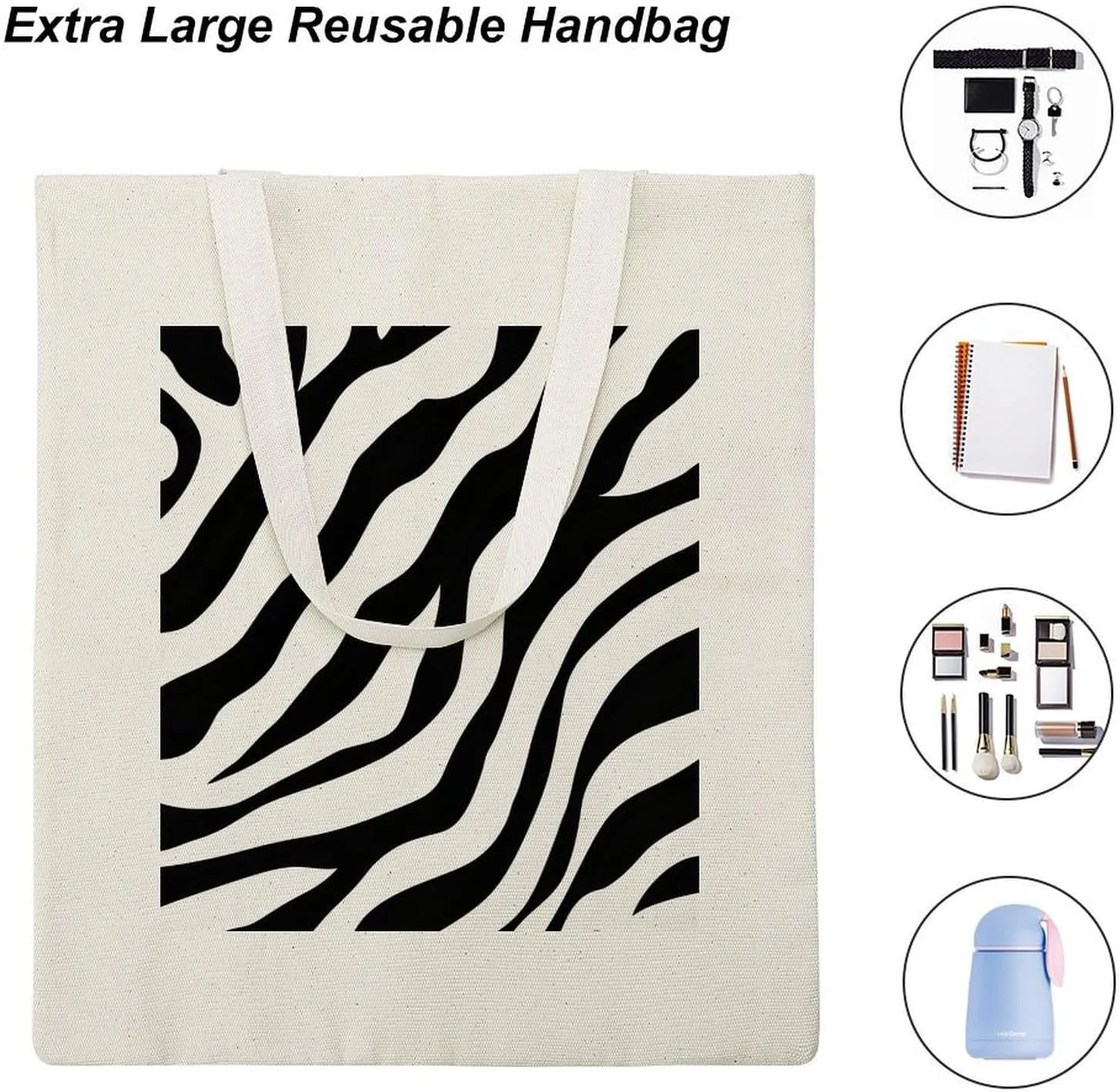Cute Print Canvas Lightweight Tote Bags Casual Handbags Reusable Grocery Shopping Bag 13.4x15.8in