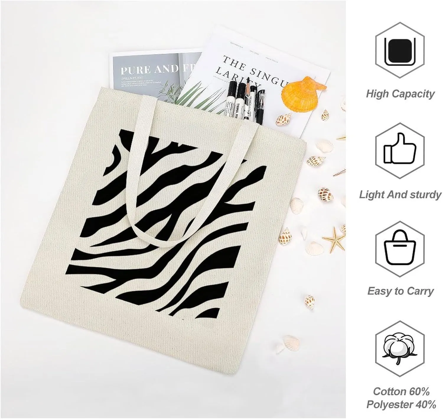 Cute Print Canvas Lightweight Tote Bags Casual Handbags Reusable Grocery Shopping Bag 13.4x15.8in