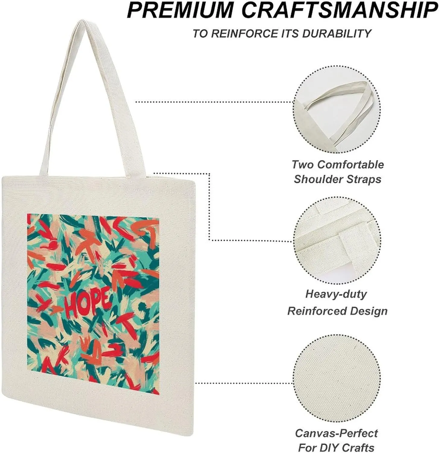 Cute Print Canvas Lightweight Tote Bags Casual Handbags Reusable Grocery Shopping Bag 13.4x15.8in